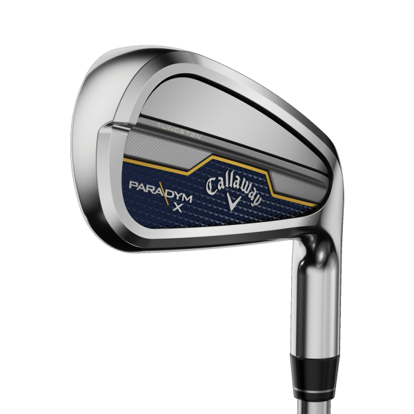 Callaway Paradym X Eisensatz für Herren, Rechtshand, Eisen 7-PW (4 Schläger), mit ALDILA ASCENT PL Blue 50 Graphitschaft in Herren Std. Länge, Lite (59.0g), mit Callaway Universal 22 CHEV, black-grey Griffen in Std. Stärke