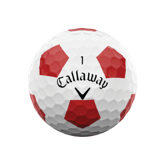 3+1 Dutzend Callaway 2022 Chrome Soft TRUVIS Rot-Weiß Golfbälle, weiß mit roten Pentagonen