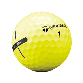 3+1 Dutzend TaylorMade Distance+ Golfbälle, in gelber Farbe, mit weichem Schlaggefühl und hohem Ballstart - ideal für Einsteiger und Spieler, die nach mehr Länge suchen