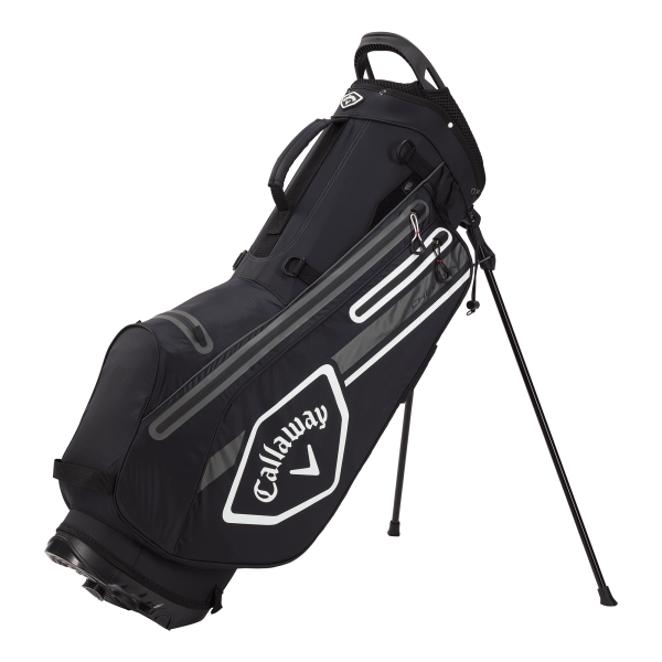 Callaway 2021 CHEV Dry Waterproof Standbag mit 4-Fach Divider, schwarz, mit dunkelgrauen und weißen Akzenten, 2.3 kg leicht, inkl. wasserdichter Schutzhülle zum Aufknöpfen