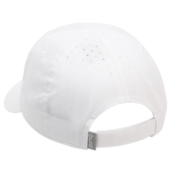 PING Golf Kappe für Damen, weiß mit lilafarbenem Logo, besonders leicht, in Einheitsgröße, mit verstellbarem Verschluss