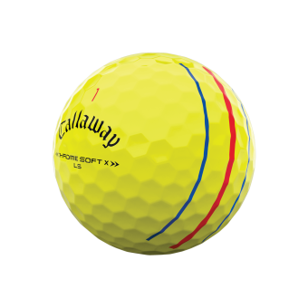 3+1 Dutzend Callaway 2022 Chrome Soft X LS Triple Track Golfbälle, gelb, mit innovativer Ausrichtungshilfe, niedrigem Spin und hoher Ballgeschwindigkeit