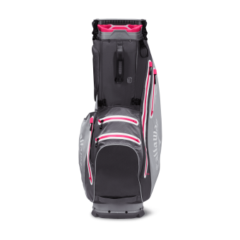 Callaway 2022 Fairway 14 HD Waterproof Standbag mit 14-Fach Divider, in grauer Farbe, mit pinken Akzenten, 2.75 kg leicht, inkl. wasserdichter Schutzhülle zum Aufknöpfen