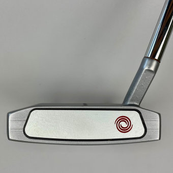 Odyssey White Hot OG Stroke Lab #7S Putter für Herren, Rechtshand, mit Odyssey Stroke Lab Bi-Marix 3GEN Red Schaft in 35 Inch, mit Odyssey White Hot OG (DFX grey Pistol), grey-white Griff in Std. Stärke