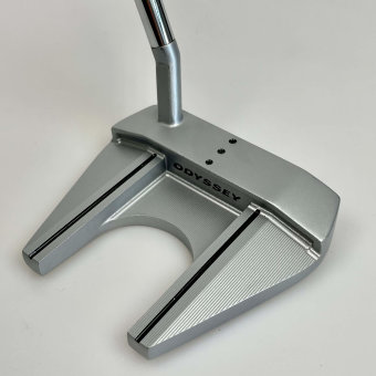 Odyssey White Hot OG Stroke Lab #7S Putter für Herren, Rechtshand, mit Odyssey Stroke Lab Bi-Marix 3GEN Red Schaft in 35 Inch, mit Odyssey White Hot OG (DFX grey Pistol), grey-white Griff in Std. Stärke