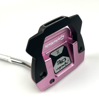 TaylorMade Spider GTX Pink Putter für Damen, gebraucht, Rechtshand, mit KBS Stahlschaft (120.0g), 33 Inch, mit SuperStroke Pistol GTR Griff in 1.0 Griffstärke, inkl. Headcover