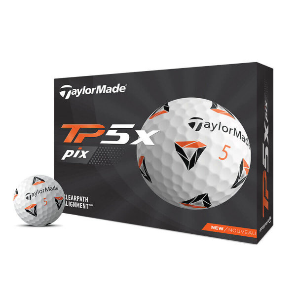 12 Stk. TaylorMade TP5x pix 2.0 Golfbälle, weiß mit pix Aufdruck
