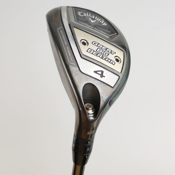 Callaway Great Big Bertha Hybrid 4 (20.0°, einstellbar) für Damen, Linkshand, mit UST Mamiya Helium Nanocore IP 50 Std. Graphitschaft in Std. Länge (39.25 Inch), Womens (53.0g), mit WINN for Callaway Dri-Tac 2.0 Lite CHEV, black-silver Std. Griff