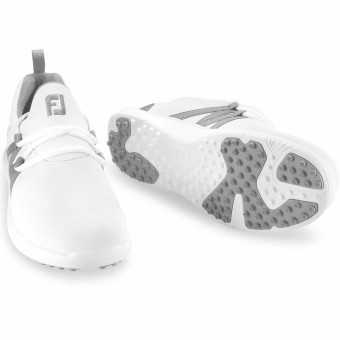 FootJoy FJ Leisure Slip-On, wasserdichte Golfschuhe ohne Spikes, f&uuml;r Damen, wei&szlig;-silber