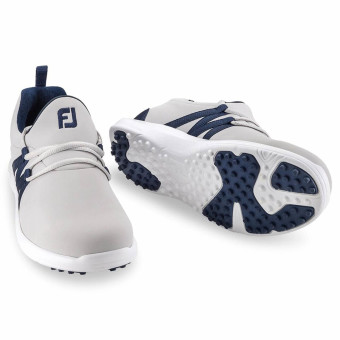 FootJoy FJ Leisure Slip-On, wasserdichte Golfschuhe ohne Spikes, für Damen, grau-marineblau, Größe 38