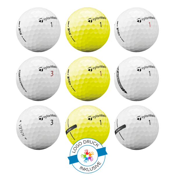 TaylorMade Logo-Golfbälle, verschiedene Modelle und Farben, inkl. Logodruck