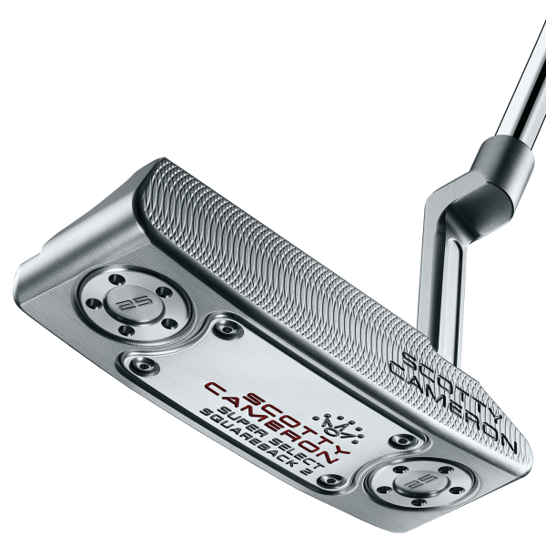 Titleist Scotty Cameron Super Select Squareback 2 Long Design Putter für Herren, Rechtshand, mit Scotty Cameron Long Design Stahlschaft in Std. Länge (38.00 Inch), mit Scotty Cameron Non-Tapered, black-silver Std. Griff in Std. Stärke, inkl. Headcover