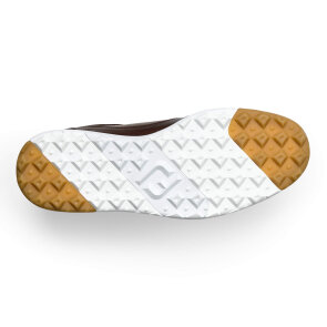 FootJoy FJ Golf Casual Golfschuhe für Herren, braun - ohne Spikes, braunes Leder mit weißer Gummisohle, normale Passform