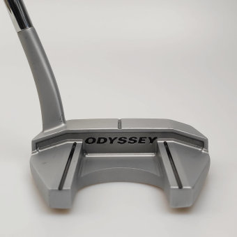 Odyssey White Hot OG Stroke Lab #7 Nano Putter für Herren, Rechtshand, mit Odyssey Stroke Lab Bi-Marix 3GEN Red Schaft in 34 Inch, mit Odyssey 22 Std. Pistol, silver-black Griff in Std. Stärke