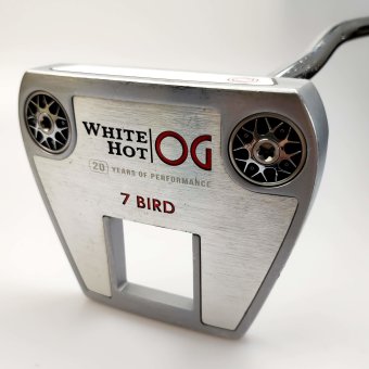 Odyssey White Hot OG #7 Bird Putter für Herren, Rechtshand, mit Odyssey Stroke Lab Bi-Matrix 3GEN Red Schaft in 34 Inch, mit Odyssey 22 Pistol, silver-black Griff in Std. Stärke