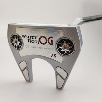 Odyssey White Hot OG Stroke Lab #7S Putter für Herren, Rechtshand, mit Odyssey Stroke Lab Bi-Marix 3GEN Red Schaft in 34 Inch, mit Odyssey 22 Pistol, silver-black Griff in Std. Stärke