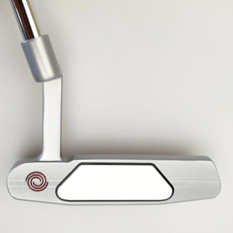 Odyssey White Hot OG Stroke Lab #1 CH Putter für Herren, Linkshand, mit Odyssey Stroke Lab Bi-Matrix 3GEN Red Schaft in 34 Inch, mit Odyssey White Hot OG (DFX grey Pistol), grey-white Griff in Std. Stärke