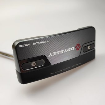 Odyssey Tri-Hot 5K Triple Wide DB Putter für Herren, Rechtshand, mit Odyssey Stroke Lab 3GEN Red 70 Class Schaft in 34 Inch, mit Odyssey Tri-Hot 5K Pistol, black-silver Griff in Std. Stärke