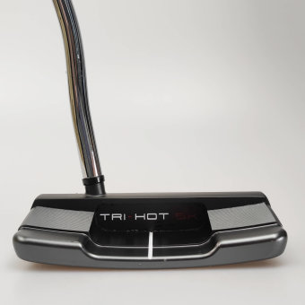 Odyssey Tri-Hot 5K Triple Wide DB Putter für Herren, Rechtshand, mit Odyssey Stroke Lab 3GEN Red 70 Class Schaft in 34 Inch, mit Odyssey Tri-Hot 5K Pistol, black-silver Griff in Std. Stärke