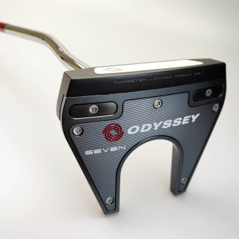 Odyssey Tri-Hot 5K #7 DB Putter für Herren, Linkshand, mit Odyssey Stroke Lab 3GEN Red 70 Class Schaft in 34 Inch, mit Odyssey Tri-Hot 5K Pistol, black-silver Griff in Std. Stärke