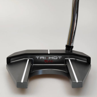 Odyssey Tri-Hot 5K #7 DB Putter für Herren, Linkshand, mit Odyssey Stroke Lab 3GEN Red 70 Class Schaft in 34 Inch, mit Odyssey Tri-Hot 5K Pistol, black-silver Griff in Std. Stärke