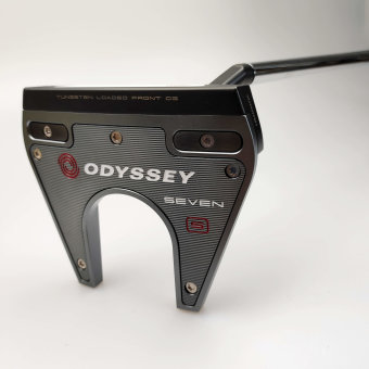 Odyssey Tri-Hot 5K #7 S Putter für Herren, Rechtshand, mit Odyssey Stroke Lab 3GEN Red 70 Class Schaft in 34 Inch, mit Odyssey Tri-Hot 5K Pistol, black-silver Griff in Std. Stärke