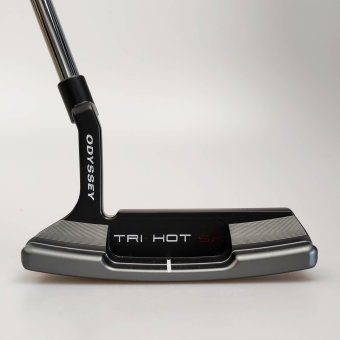 Odyssey Tri-Hot 5K #2 Putter für Herren, Rechtshand, mit Odyssey Stroke Lab Bi-Matrix 3GEN Red Schaft in 34 Inch, mit Odyssey Tri-Hot 5K Pistol, black-silver Griff in Std. Stärke