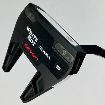 Odyssey White Hot Versa Seven S Putter für Herren, Rechtshand, mit Odyssey Stroke Lab 3GEN Red 70 Class Schaft in 35 Inch, mit Odyssey Pistol, black-red Griff in Std. Stärke