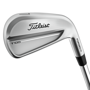 Titleist T100 Eisensatz für Herren, Rechtshand, Eisen #4-PW (7 Schläger) mit True Temper AMT Tour White Std. Stahlschaft in Std. Länge, X-Stiff (107.0g → 130.0g), mit Golf Pride MCC, black-black Griffen in Midsize Griffstärke