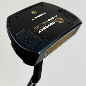 Odyssey Ai-ONE Milled Three T S Putter für Herren, Rechtshand, mit Odyssey Stroke Lab SL90 Schaft in 34 Inch, mit Odyssey Ai-ONE Milled Pistol, navy-white-gold Griff in Std. Stärke
