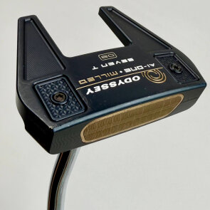 Odyssey Ai-ONE Milled Seven T DB Putter für Herren, Rechtshand, mit Odyssey Stroke Lab SL90 Schaft in 34 Inch, mit Odyssey Ai-ONE Milled Pistol, navy-white-gold Griff in Std. Stärke