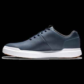 FootJoy Contour Casual Golfschuhe für Herren, blau - ohne Spikes, blaues Leder mit weißer Gummisohle, normale Passform