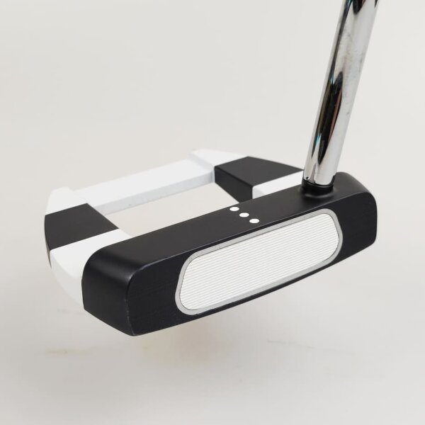 Odyssey Ai-ONE Jailbird Mini DB Putter für Herren, Rechtshand, mit Odyssey SL 90 Std. Stahlschaft in 35.00 Inch Schaftlänge, mit Odyssey Ai-ONE Pistol, white-blue Std. Griff in Std. Stärke