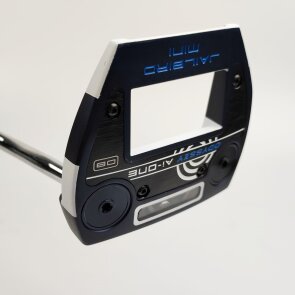 Odyssey Ai-ONE Jailbird Mini DB Putter für Herren, Rechtshand, mit Odyssey SL 90 Std. Stahlschaft in 35.00 Inch Schaftlänge, mit Odyssey Ai-ONE Pistol, white-blue Std. Griff in Std. Stärke