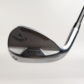 Callaway OPUS Platinum Chrome 56.0° Sand Wedge für Herren, Linkshand, S-Grind (12.0° Bounce) mit True Temper Dynamic Gold MID 115 Std. Stahlschaft in Std. Länge (35.25 Inch), Wedge Flex (115.0g), mit Golf Pride MCC CHEV, grey Std. Griff in Std. Stärke