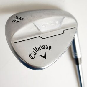 Callaway OPUS Brushed Chrome 58.0° Lob Wedge für Herren, Rechtshand, T-Grind (6.0° Bounce) mit True Temper Dynamic Gold MID 115 Std. Stahlschaft in Std. Länge (35.00 Inch), Wedge Flex (115.0g), mit Golf Pride Tour Velvet, grey Std. Griff in Std. Stärke