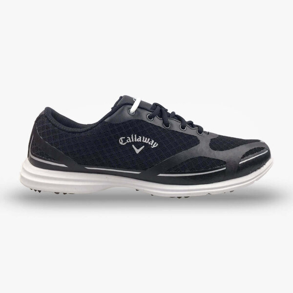 Callaway Soliare Golfschuhe für Damen, schwarz - mit 7-Spike-Sohle, schwarzes Mesh-Obermaterial mit weißer Gummisohle, schmale Passform