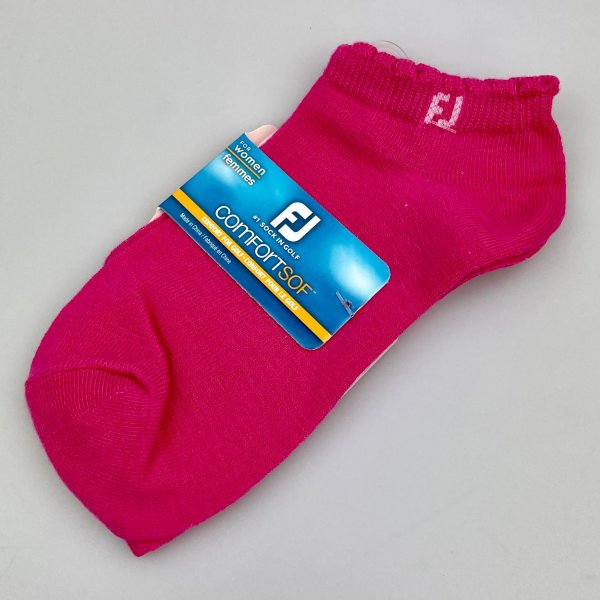 1 Paar FootJoy ComfortSof Golfsocken für Damen, in Einheitsgröße (36 - 40), in Pink, Sneaker, dekorativer Bund