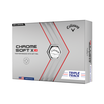 12 Stk. Callaway 2022 Chrome Soft X LS Triple Track Golfb&auml;lle, wei&szlig;, mit innovativer Ausrichtungshilfe, niedrigem Spin und hoher Ballgeschwindigkeit