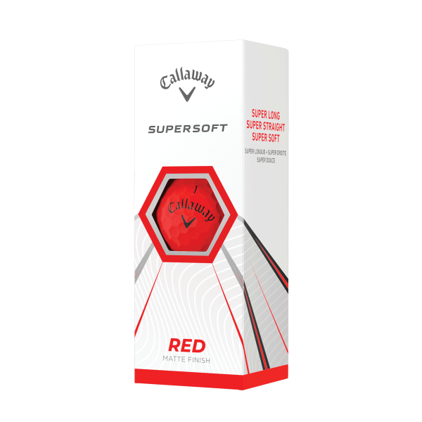 3 Stk. Callaway 2021 Supersoft  Matte Red Golfb&auml;lle, rot, in auff&auml;llig knalliger Farbe, mit besonders weichem Schlaggef&uuml;hl