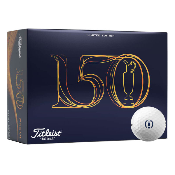 6 Stk. Titleist PRO V1 Limited Edition &quot;150th The Open&quot; Golfb&auml;lle in wei&szlig;er Farbe