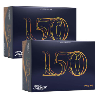12 Stk. Titleist PRO V1 Limited Edition &quot;150th The Open&quot; Golfb&auml;lle in wei&szlig;er Farbe