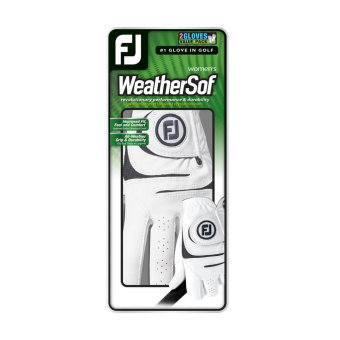 2er Pack FootJoy WeatherSof Golfhandschuhe Gr&ouml;&szlig;e ML f&uuml;r Rechtsh&auml;nder, mit magnetischem Ballmarker &quot;Eichenried&quot;, wei&szlig;