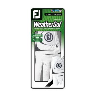 2er Pack FootJoy WeatherSof Golfhandschuhe Gr&ouml;&szlig;e L f&uuml;r Rechtsh&auml;nder, mit magnetischem Ballmarker &quot;Eichenried&quot;, wei&szlig;