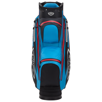 Callaway 2021 CHEV 14 Dry Waterproof Cartbag mit 14-Fach Divider, schwarz, mit grünblauen und roten Akzenten