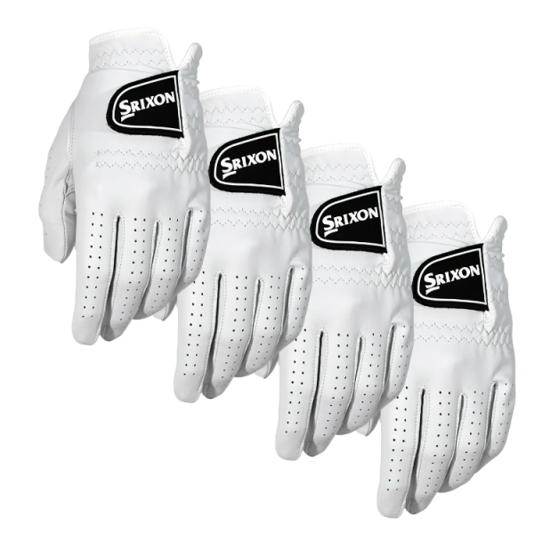 Srixon Premium Cabretta Golfhandschuhe im 4er Pack für Rechtshänder (getragen an der linken Hand), weiß, Größe ML