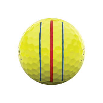 12 Stk. Callaway 2022 Chrome Soft X LS Triple Track Golfbälle, gelb, mit innovativer Ausrichtungshilfe, niedrigem Spin und hoher Ballgeschwindigkeit