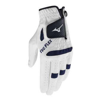 3 Stk. - mizuno Golf TEC FLEX Allwetter Golfhandschuhe für Herren, syntetisches Material, weiß-dunkelblau