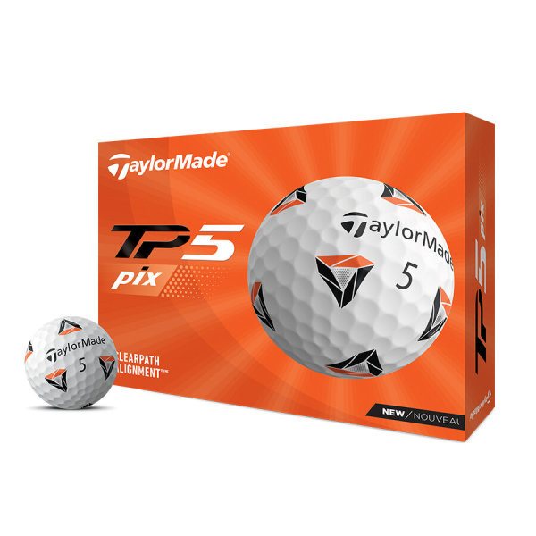 12 Stk. TaylorMade TP5 pix 2.0 Golfbälle, weiß mit pix Aufdruck
