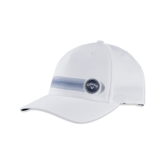 Callaway 2022 Straight Shot Unisex FLEXFIT Snapback Cap in verstellbarer Einheitsgröße, weiß, mit blauen Akzenten
